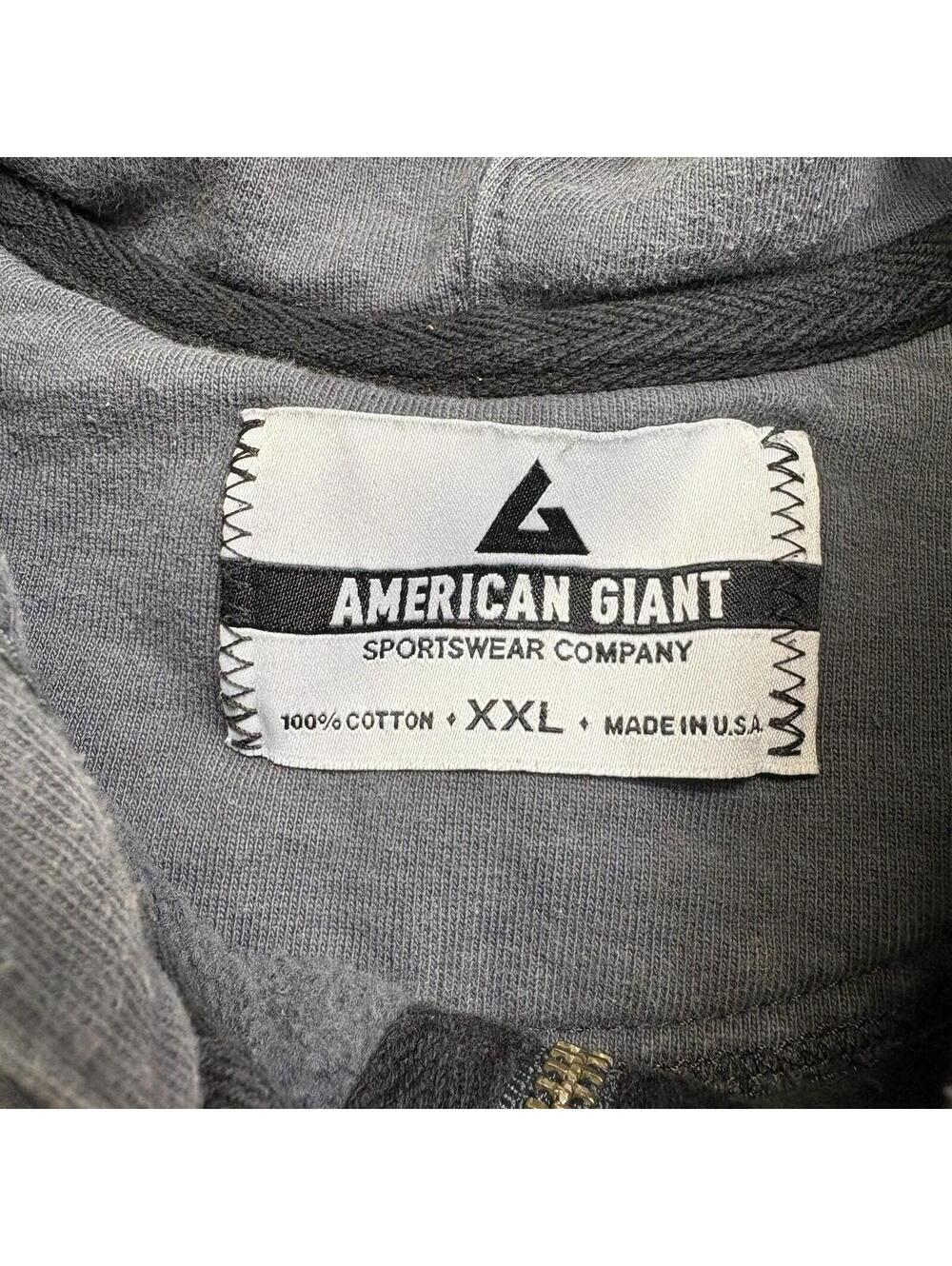 American Giant Heavyweight Zip Up Hoodie Size 2XL Gray USA Made - Picture 3 of 8